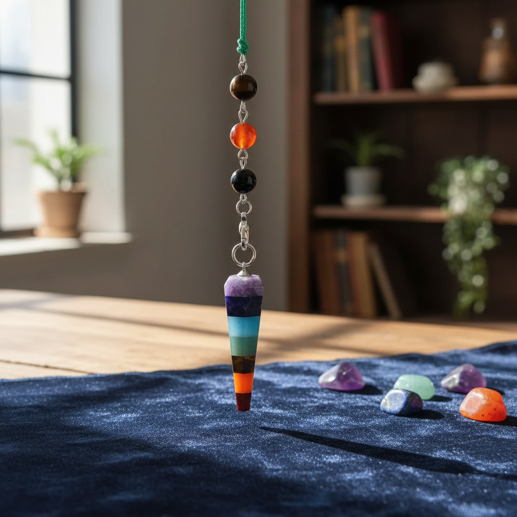 PÉNDULO DE 7 CHAKRAS AMBIENTE PÉNDULO DE 7 CHAKRAS CADENA CHAKRAS